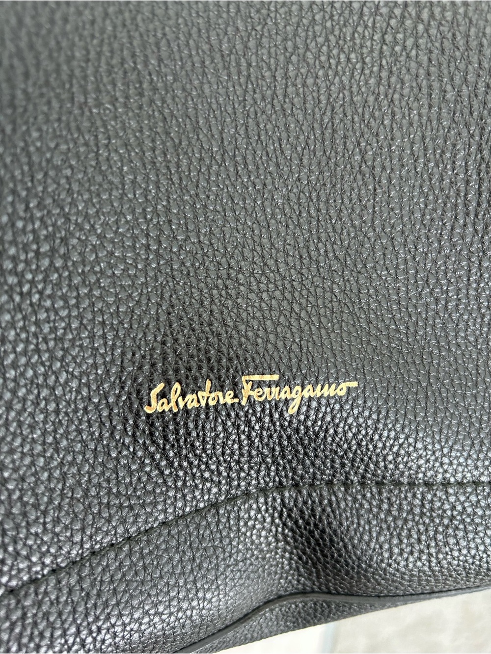 Salvatore Ferragamo Black Leather Tote with Gold Logo - Picture 6 of 11